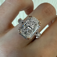 4.50 CT Luxurious Radiant Cut Moissanite Diamond Halo Engagement Ring With Pavé Band