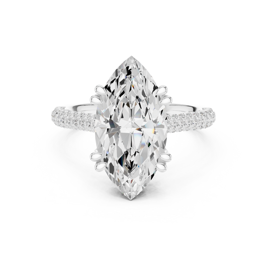 Dual Prong Marquise Cut Lab Diamond Engagement Ring - view 3