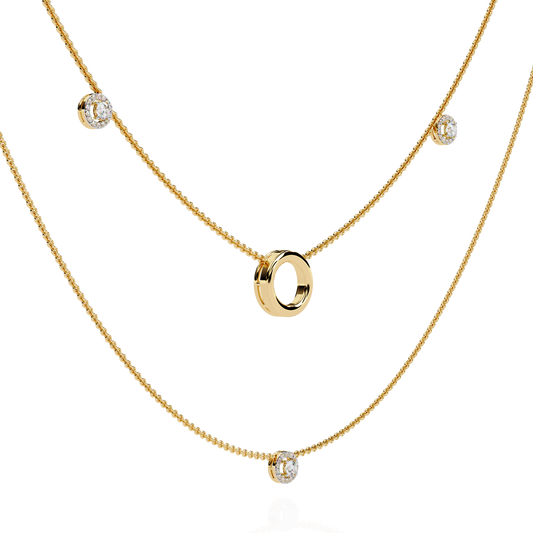 Layered Open Circle Bezel Double Necklace - view 4
