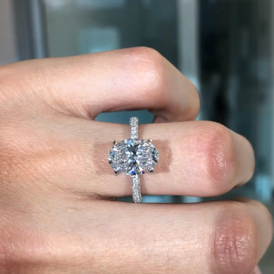 5.00 CT Modern Elegance Oval Lab Grown Diamond Engagement Ring with Pave Band