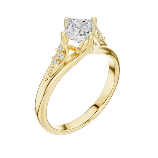 Princess Cut Moissanite Halo Engagement Ring - view 4