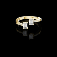 2.50 TCW Unique Toi et Moi Ring Featuring Dual Emerald Cut Moissanite Diamonds and Pave Detail