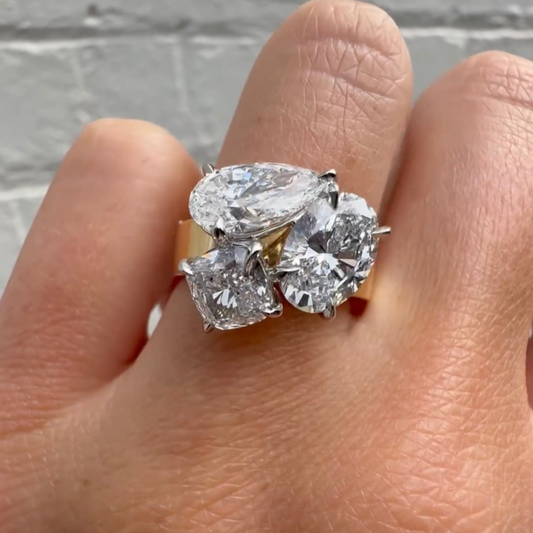 4.40 TCW Iconic Three Stone Moissanite Diamond Designer Engagement Ring For Her
