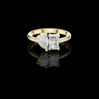 4.00 TCW Elegant Toi et Moi Lab Grown Ring Featuring Classic Pear Shaped and Emerald Cut Diamonds