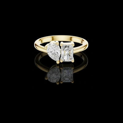 Pear and Radiant Cut Toi Et Moi Lab Diamond Ring