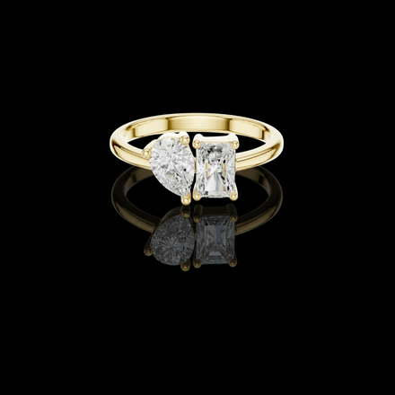 Pear and Radiant Cut Toi Et Moi Lab Diamond Ring