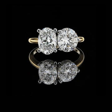 1.65 CT Classic Round & Oval Cut Moissanite Diamond Toi et Moi Ring with Prong Setting By Ivevar