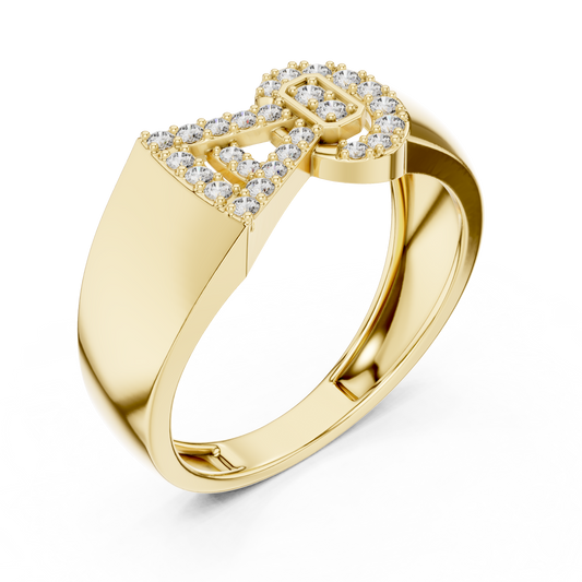 Geometric Circle With Round Moissanite Pave Setting Anniversary Ring - view 4