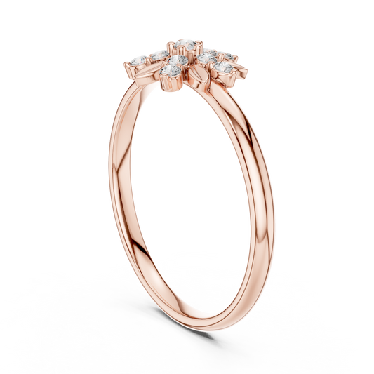 Round Moissanite Floral Cluster Leaf Accent Ring - view 2