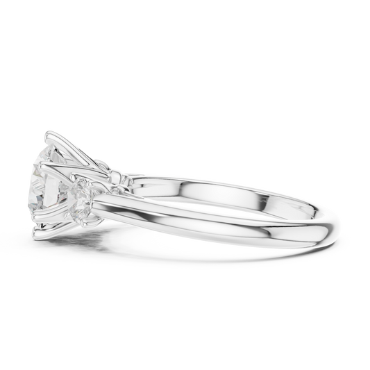 Round Brilliant Cut Three Stone Lab Diamond Engagement Ring - view 3
