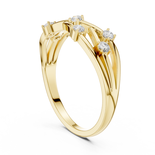 Round Cut Lab Diamond Criss Cross Multi Band Ring - view 3