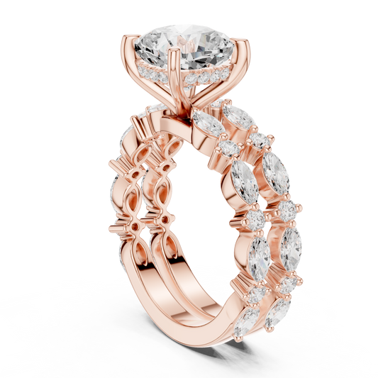 Cushion Cut Lab Diamond Ring with Side Stone Band - view 2