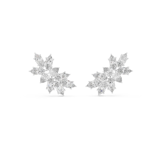 Marquise Cut Solitaire Stud Earrings Interlocking Loop Knot - view 3