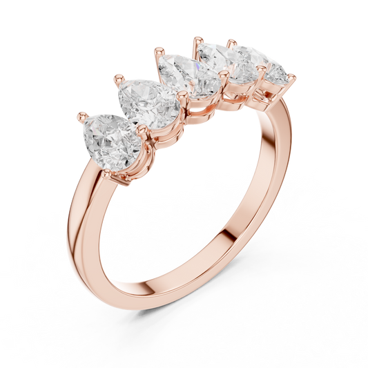 Pear Cut Lab Diamond Wedding Band Ring - view 3