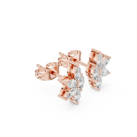 0.52 TCW Bright Moissanite Floral Marquise Cut Diamond Stud Earrings For Birthday Gift