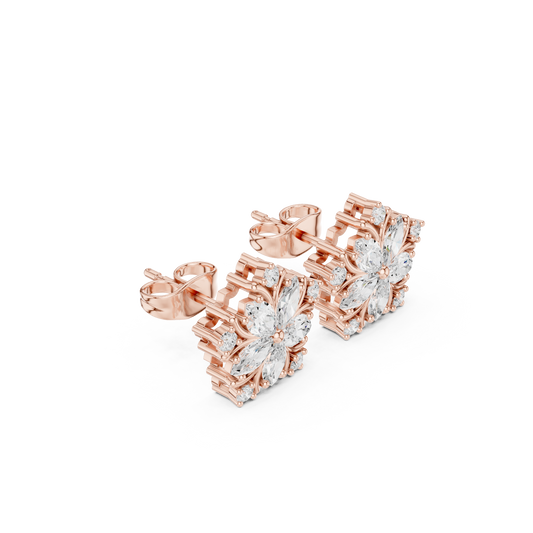 Blossom Petal Marquise and Round Starburst Stud Earrings - view 3