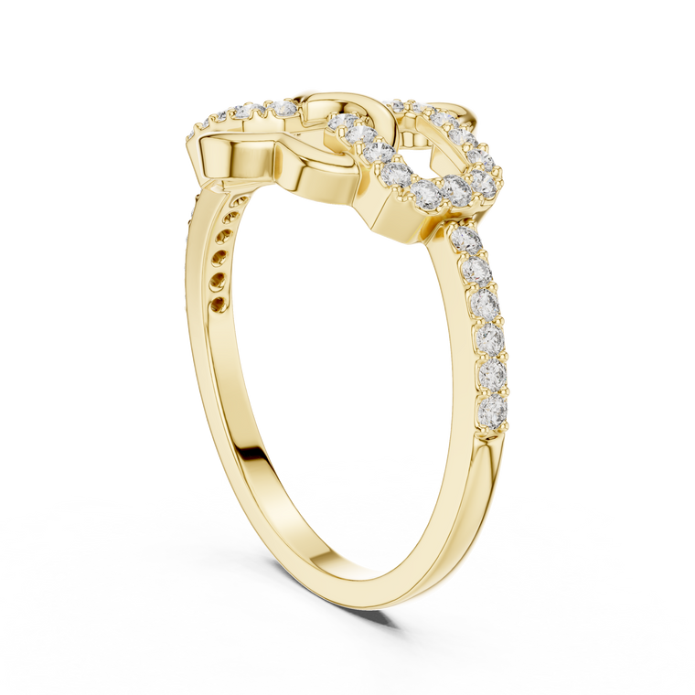 Art Deco Round Cut Moissanite Link Delicate Ring For Women - view 3