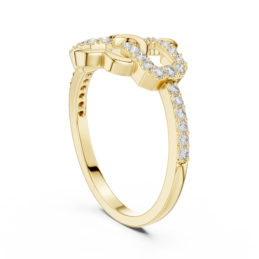 Art Deco Round Cut Lab Diamond Link Delicate Ring For Women - view 3
