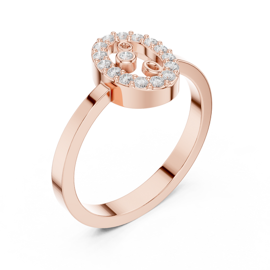 Open Oval Shape Halo Round Moissanite Statement Ring - view 3