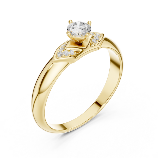 0.30 CT Elegant Moissanite Round Diamond with Side Accents Premium Everyday Statement Ring