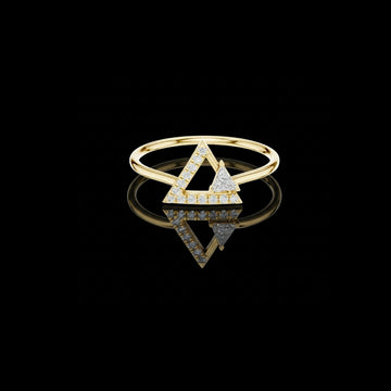 0.50 CT Open Triangle Ring with Pave Set Moissanite Diamond and Geometric Trillion Accent Design