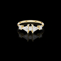 1.50 TCW Modern Lab Grown Ring with Central Round Diamond and Triangle Cut Diamond Accents