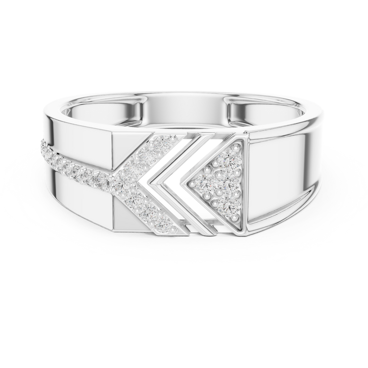 Round Cut Moissanite Men's Geometric Angular Cutout Statement Band - view 3