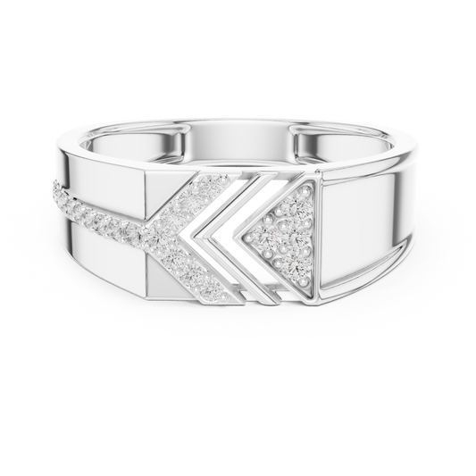 Round Cut Lab Grown Diamond Men's Geometric Angular Cutout Statement Band - view 3