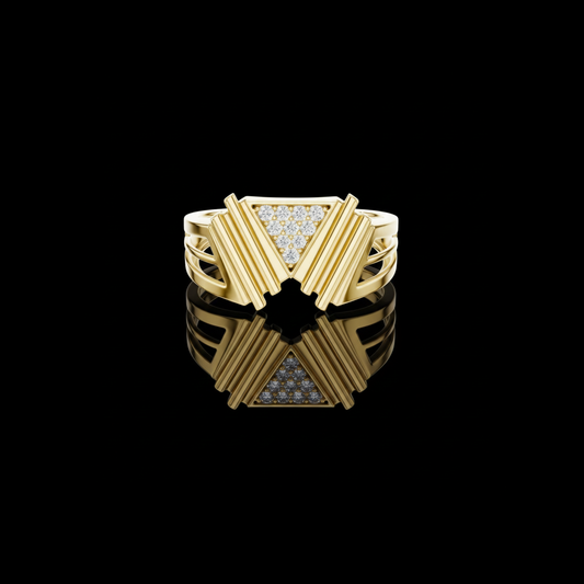 0.12 TCW Sparkling Triangle Shape Round Moissanite Diamond Cluster Ring with Split Shank Modern Statement Jewelry