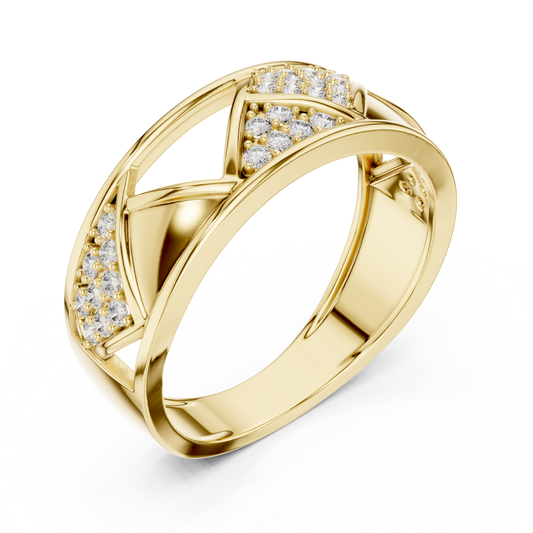 Round Cut Lab Grown Diamond Men's Triangular Pave Pattern Statement Ring - view 4