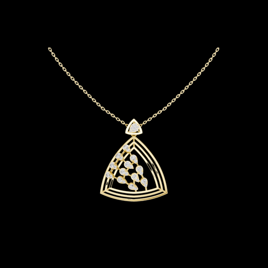 0.72 TCW Elegant Triangular Moissanite Diamond Pendant Minimalist Gold Openwork Design Fine Jewelry