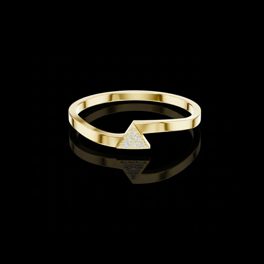 0.018 TCW Minimalist Triangle Pave Moissanite Round Cut Diamond Geometric Stacking Ring