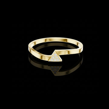 0.18 TCW Minimalist Triangle Pave Moissanite Round Cut Diamond Geometric Stacking Ring