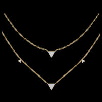 0.30 TCW Triangle Layered Round Cut Necklace Dainty Lab Diamond Studded Geometric Gift for Her