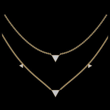 0.30 TCW Triangle Layered Round Cut Necklace Dainty Lab Diamond Studded Geometric Gift for Her