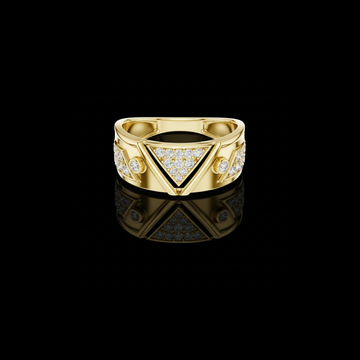 0.40 TCW Iconic Triangle Pave Design Round Lab Grown Diamond with Bezel Accents Statement Ring Modern Jewelry