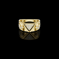 0.50 TCW Iconic Triangle Pave Design Round Lab Grown Diamond with Bezel Accents Statement Ring Modern Jewelry