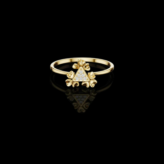 0.024 TCW Luxury Moissanite Round Diamond Triangle Petal Ring Exquisite Flower-Inspired Ring