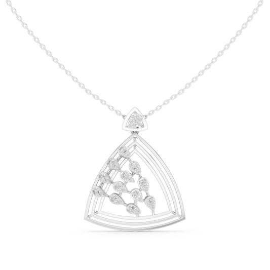 Open Triangle Floral Pendant Necklace - view 3