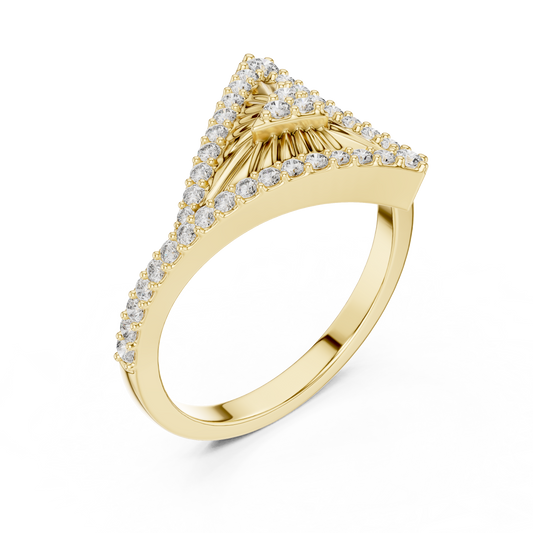 0.33 TCW TriLuxe Radiance Geometric Triangle Ring with Pavé Moissanite Diamond Brilliance