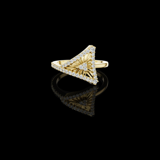 0.33 TCW TriLuxe Radiance Geometric Triangle Ring with Pavé Moissanite Diamond Brilliance