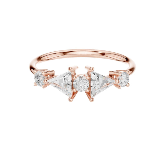 Round & Trillion Cut Moissanite Engagement Ring - view 2