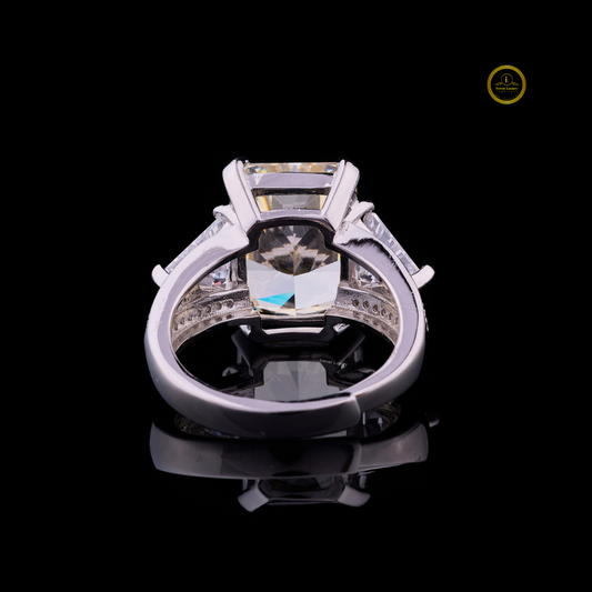 Fancy Intense Yellow Radiant Lab Diamond Ring, Trillion Sides - view 4