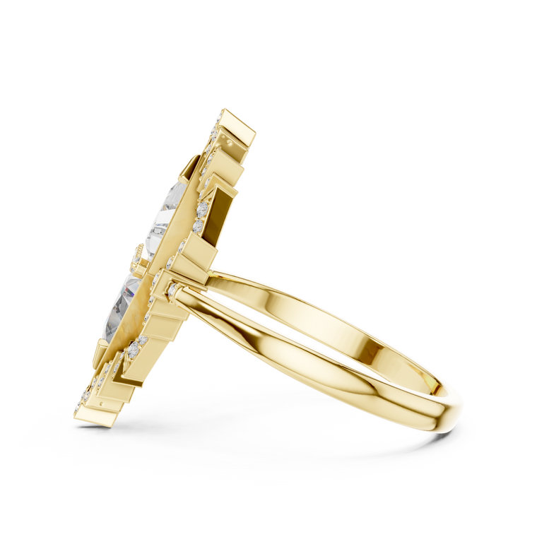 Art Deco Trillion Cut Lab Diamond Geometric Statement Ring - view 2