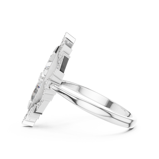 Art Deco Trillion Cut Lab Diamond Geometric Statement Ring - view 3
