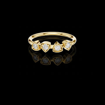 0.20 TCW Unique Four Stone Trillion Shape Bezel with Lab Grown Round Diamond Ring in Polished Gold
