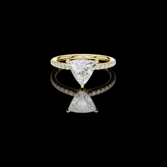 1.50 CT Unique Lab Grown Trillion Cut Diamond Minimalist Pave Ring For Cocktail Party
