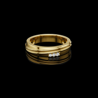 0.037 TCW Trinity Whisper Three Moissanite Diamond Accent Band with Sculpted and Refined Linear