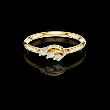 0.15 TCW Elegant Trio Moissanite Diamond Ring Featuring a Sleek Curved Band and Brilliant Round Stones