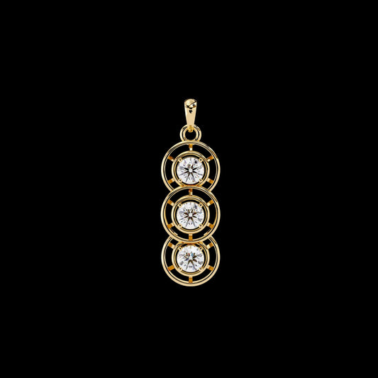 1.24 TCW Custom Round Cut Lab Gown Celestial Trio Diamond Pendant for Her